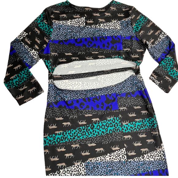 Victoria Secret Bodycon Animal Cheetah Print Little Black Dress Size Large - Picture 7 of 11